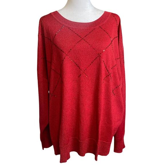 Alfani Plus Size Red Embellished Sweater Size 3X NWT - Picture 1 of 5